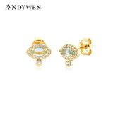 925 Silver Eye Stud Earring Crystal CZ Women Piercing Jewelry