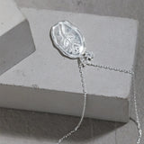 925 Sterling Silver Coins Flower Pendant Long Chain Necklace
