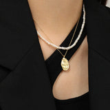 925 Sterling Silver Coins Flower Pendant Long Chain Necklace