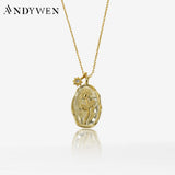 925 Sterling Silver Coins Flower Pendant Long Chain Necklace