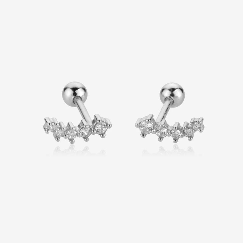 925 Silver Clear Zircon Piercing Stud Earring