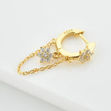 925 Silver Flower Chain Drop Earrings Wedding Jewelry