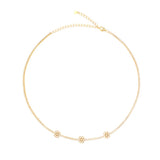 925 Silver Rainbow Flower Choker Necklace Zircon CZ Chain