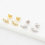 925 Sterling Silver Flower Zircon Stud Earring Piercing Wedding Jewelry