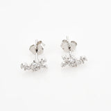 925 Sterling Silver Flower Zircon Stud Earring Piercing Wedding Jewelry