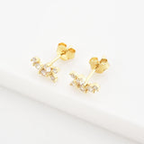925 Sterling Silver Flower Zircon Stud Earring Piercing Wedding Jewelry