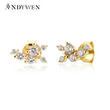 925 Sterling Silver Flower Zircon Stud Earring Piercing Wedding Jewelry