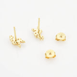 925 Sterling Silver Flower Zircon Stud Earring Piercing Wedding Jewelry