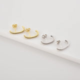 925 Silver Line Stud Earring Crystal Jewelry