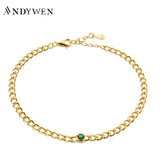 925 Silver Green Thick Lock Chain Bracelet Women Bangle