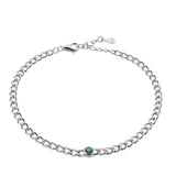 925 Silver Green Thick Lock Chain Bracelet Women Bangle