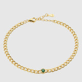 925 Silver Green Thick Lock Chain Bracelet Women Bangle