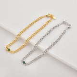 925 Silver Green Thick Lock Chain Bracelet Women Bangle