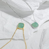 925 Silver Green Pendant Long Chain Necklace Choker Fine Jewelry