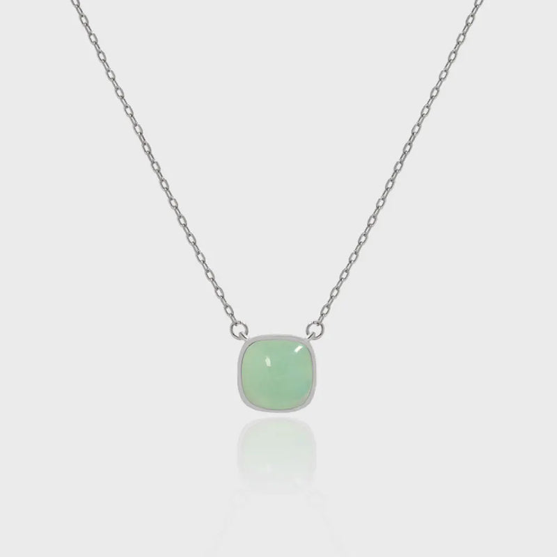 925 Silver Green Pendant Long Chain Necklace Choker Fine Jewelry