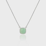 925 Silver Green Pendant Long Chain Necklace Choker Fine Jewelry