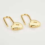 925 Silver Heart Locker Square Hoops Circle Earrings