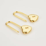 925 Silver Heart Locker Square Hoops Circle Earrings