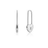 925 Silver Heart Locker Square Hoops Circle Earrings