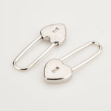 925 Silver Heart Locker Square Hoops Circle Earrings
