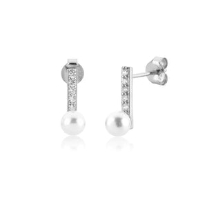 Sterling Silver Pearl Stud Earring Clips Piercing Women Jewelry