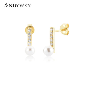 Sterling Silver Pearl Stud Earring Clips Piercing Women Jewelry