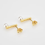 Sterling Silver Pearl Stud Earring Clips Piercing Women Jewelry