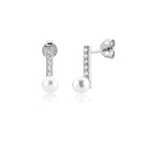 Sterling Silver Pearl Stud Earring Clips Piercing Women Jewelry
