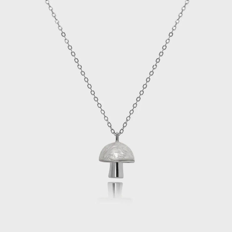 925 Silver Mushroom Shell Green Pendant Necklace