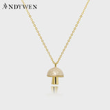 925 Silver Mushroom Shell Green Pendant Necklace