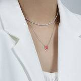 925 Sterling Silver Rhombus Pendant Long Chain Fine Jewelry
