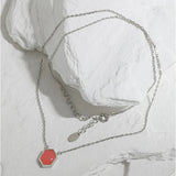 925 Sterling Silver Rhombus Pendant Long Chain Fine Jewelry