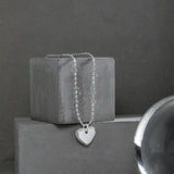 925 Sterling Silver Heart Pendant Choker Necklace Wedding Jewelry
