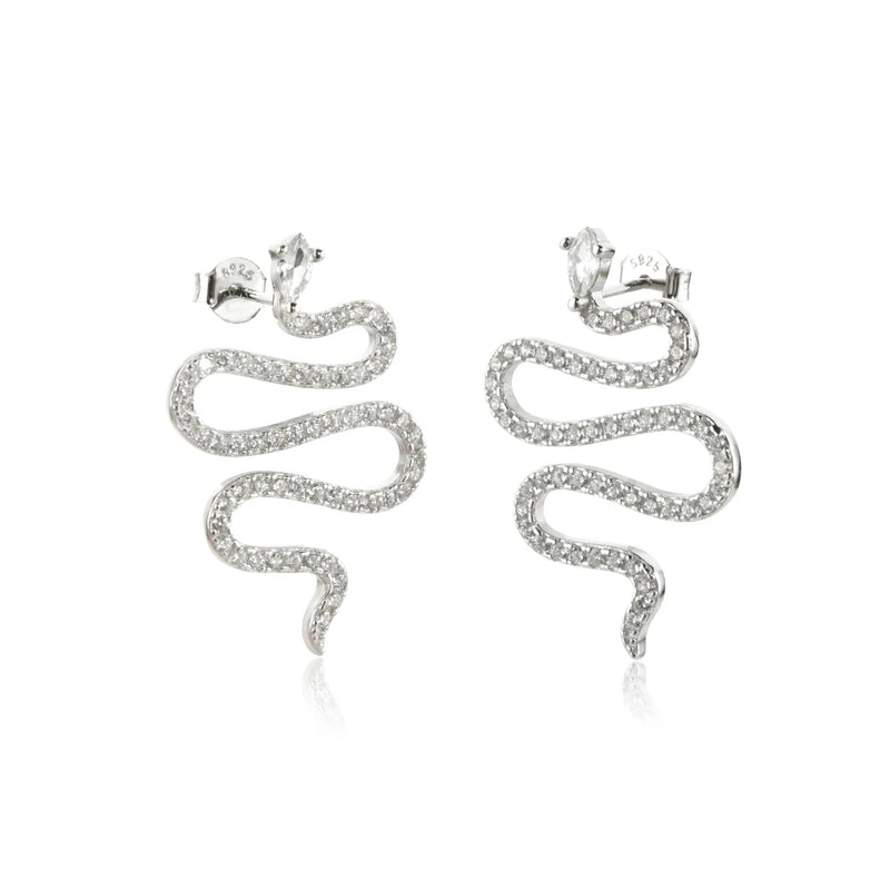 925 Silver CZ Long Snake Gun Drop Earring Rock Punk Party Girl Jewelry