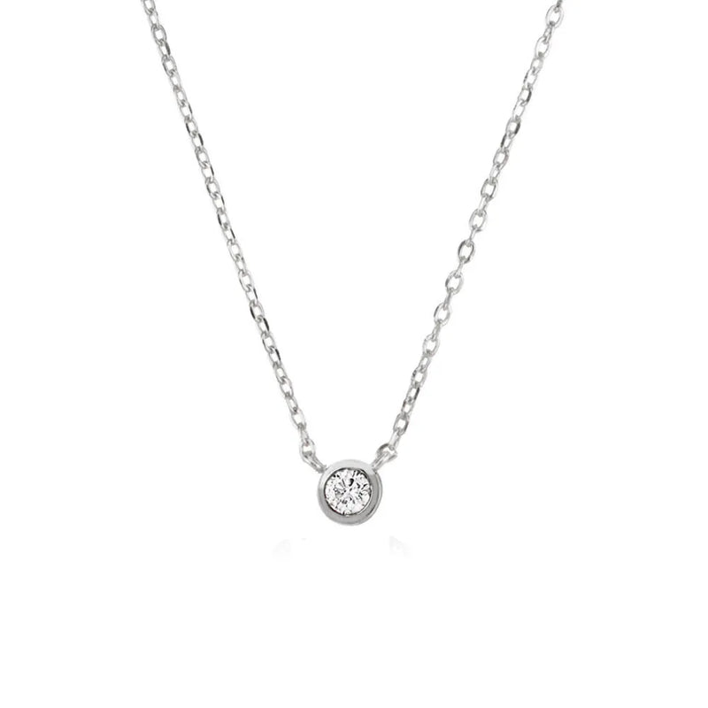 925 Silver Square CZ Pendant Long Chain Necklace Rock Punk Women Jewelry