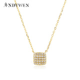 925 Silver Square CZ Pendant Long Chain Necklace Rock Punk Women Jewelry
