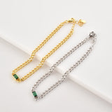 925 Sterling Silver Green Zircon Charm Pendant Bracelet