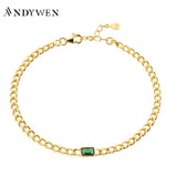 925 Sterling Silver Green Zircon Charm Pendant Bracelet