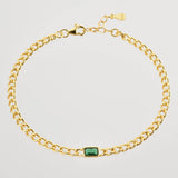 925 Sterling Silver Green Zircon Charm Pendant Bracelet