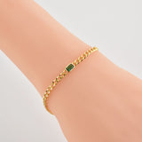 925 Sterling Silver Green Zircon Charm Pendant Bracelet