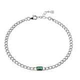 925 Sterling Silver Green Zircon Charm Pendant Bracelet