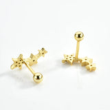925 Silver Three Star Stud Earrings Rock Punk Jewelry