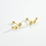 925 Silver Three Star Stud Earrings Rock Punk Jewelry