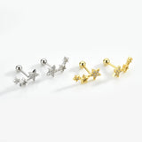 925 Silver Three Star Stud Earrings Rock Punk Jewelry