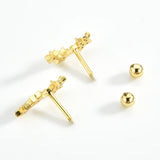 925 Silver Three Star Stud Earrings Rock Punk Jewelry