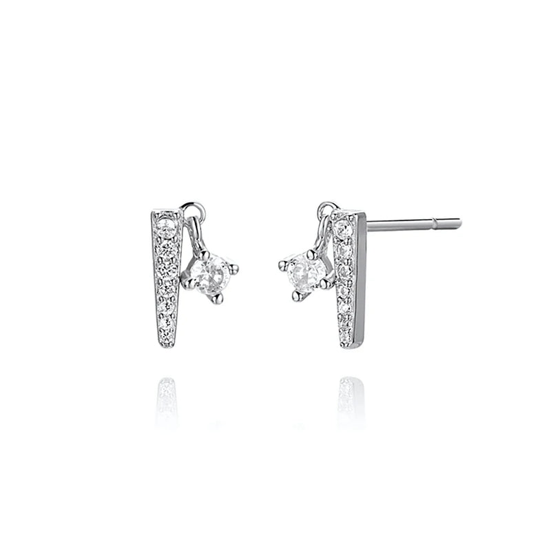 925 Silver Triangle Zircon Stud Earrings for Women Wedding