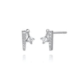 925 Silver Triangle Zircon Stud Earrings for Women Wedding