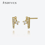 925 Silver Triangle Zircon Stud Earrings for Women Wedding
