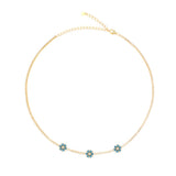 925 Silver Turquoise Flower Rainbow Choker Necklace Women Zircon CZ Chain