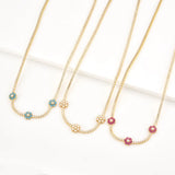 925 Silver Turquoise Flower Rainbow Choker Necklace Women Zircon CZ Chain